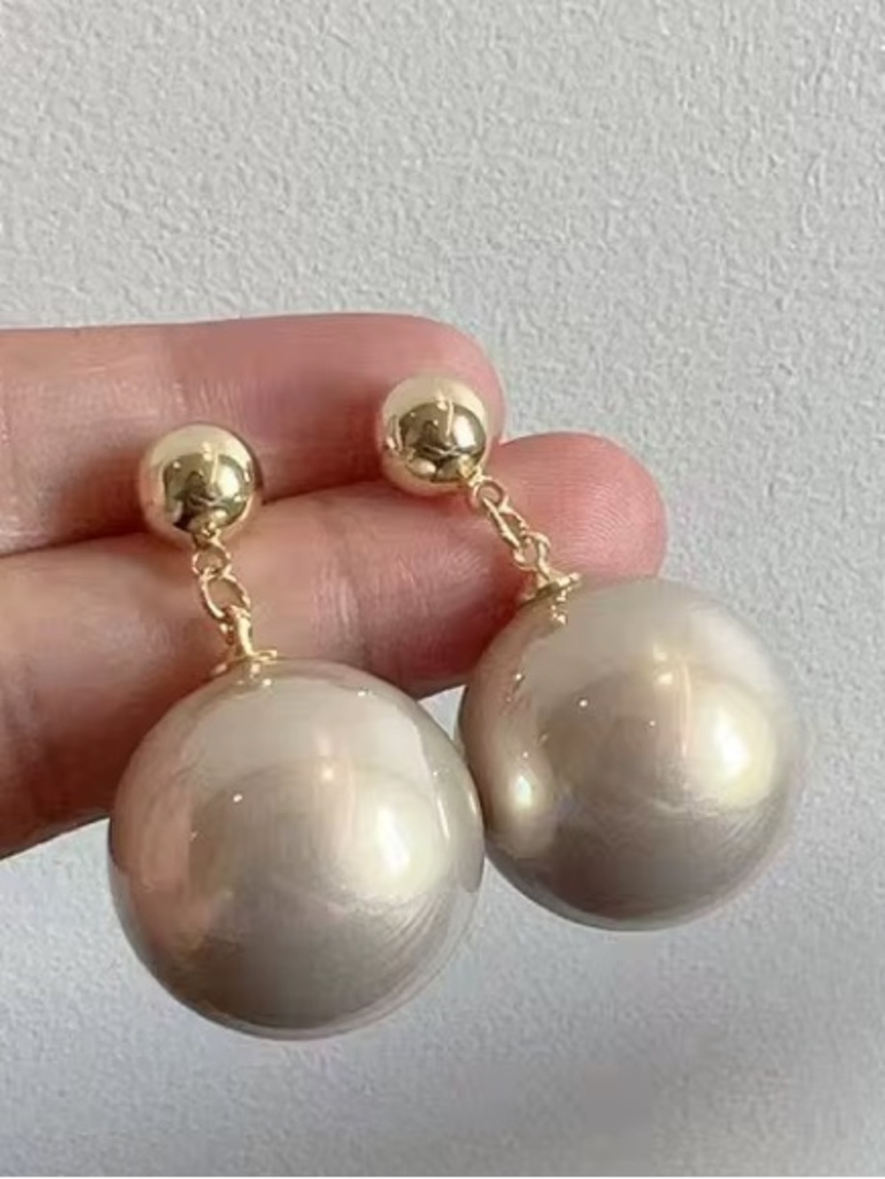 *** Adorable Gold Drop Pearl Ball Earrings - Women Jewelry